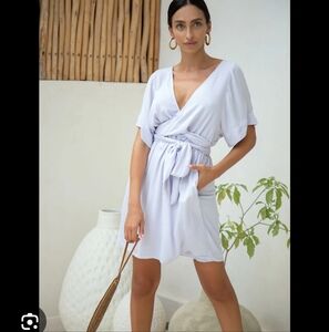 HAZEL AND FOLK Melody Mini Lilac Wrap Dress